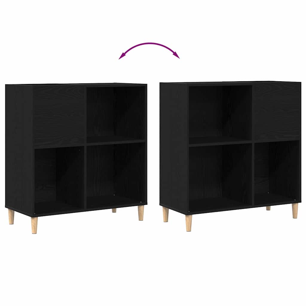 Schallplattenschrank Schwarz Eichen-Optik 84.5 x 38 x 89 cm